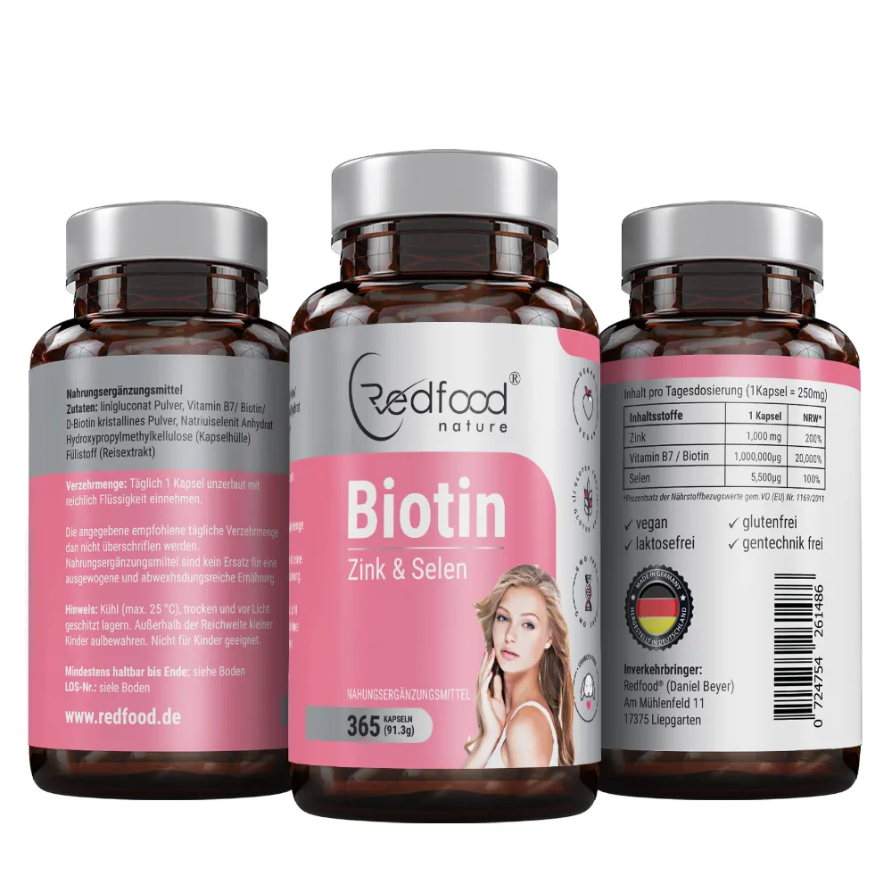 redfood-biotin-for-women-zink-selen-365-kapseln-haare image 4