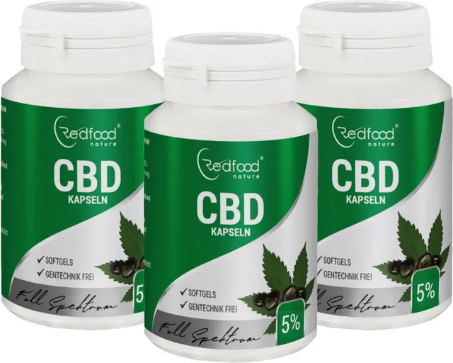 redfood-cbd-kapseln-5-10mg-3er-pack-vollspektrum-vegan image 1