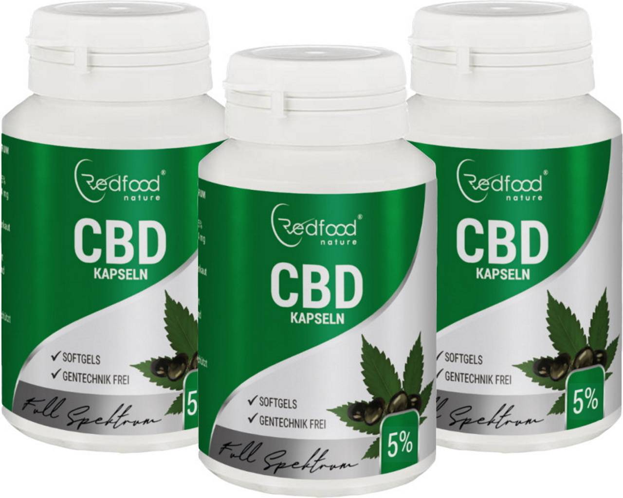 redfood-cbd-kapseln-5-10mg-3er-pack-vollspektrum-vegan image 1