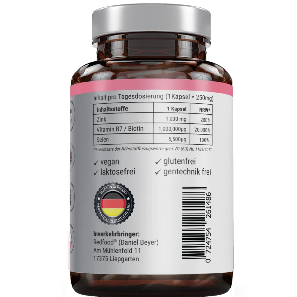 redfood-biotin-for-women-zink-selen-365-kapseln-haare image 3