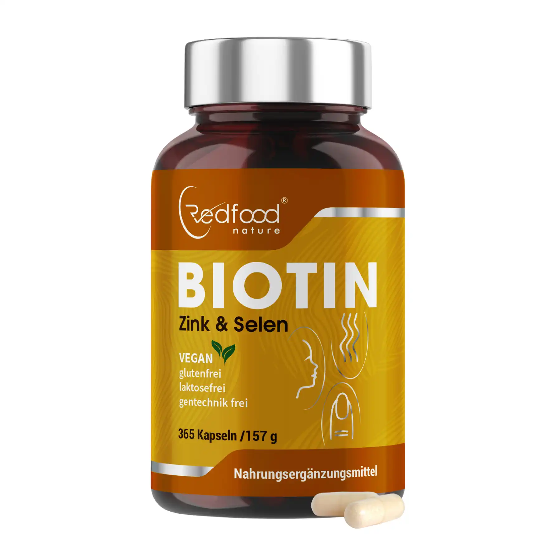 redfood-biotin-gold-kapseln-mit-zink-selen-365-st-ck image 1