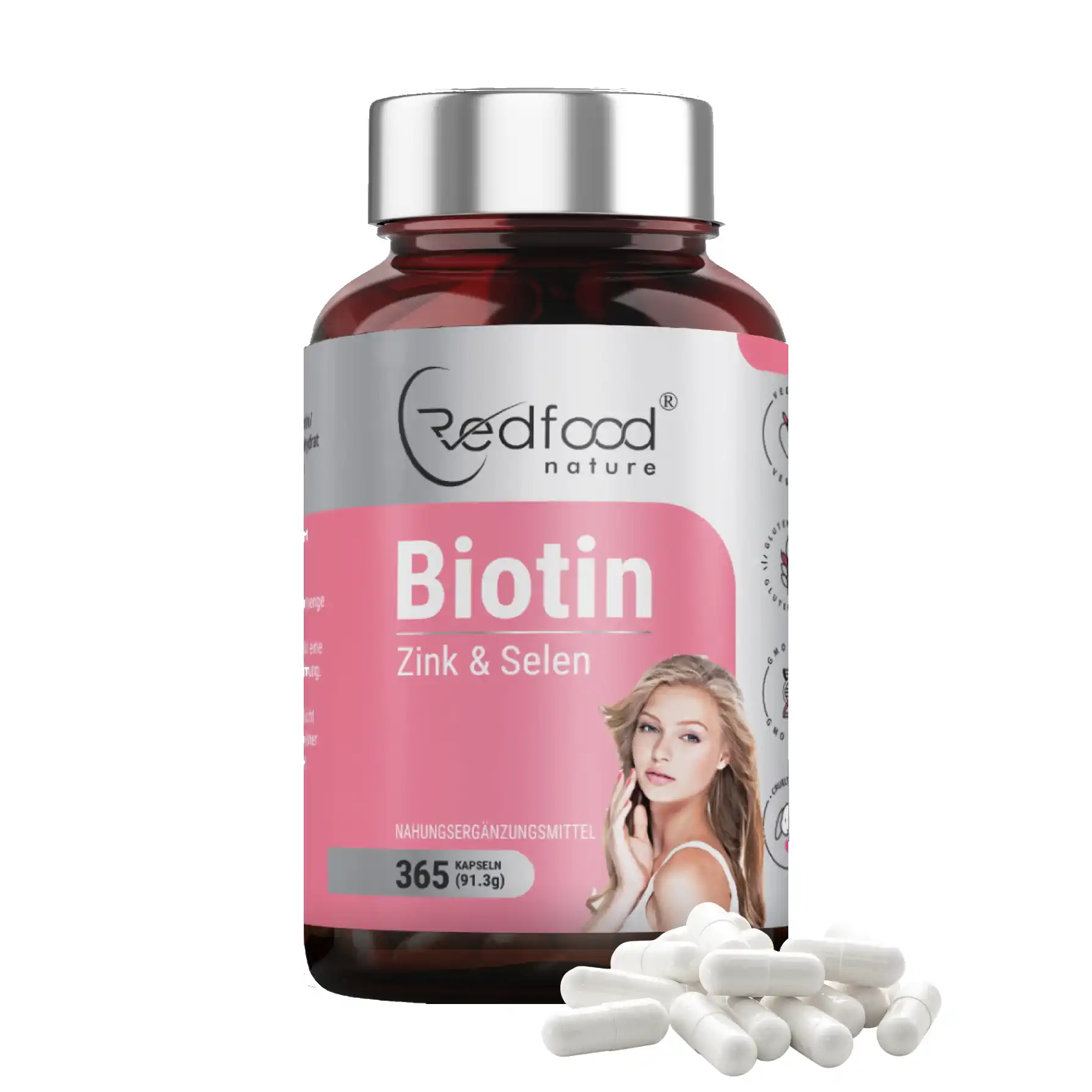 redfood-biotin-for-women-zink-selen-365-kapseln-haare image 1