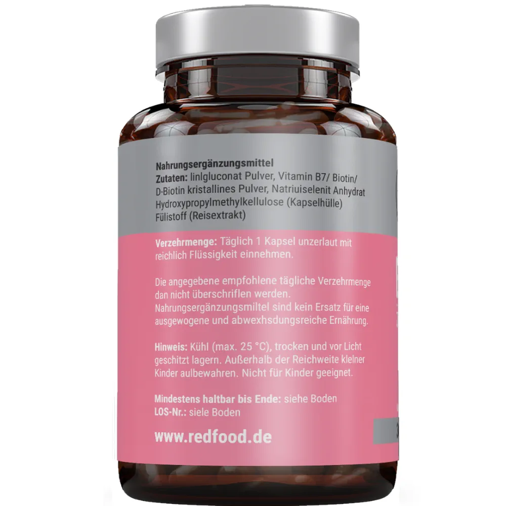 redfood-biotin-for-women-zink-selen-365-kapseln-haare image 2