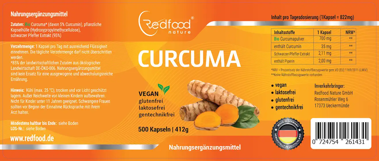 redfood-bio-kurkuma-kapseln-curcumin-piperin-500-stk-vegan image 2
